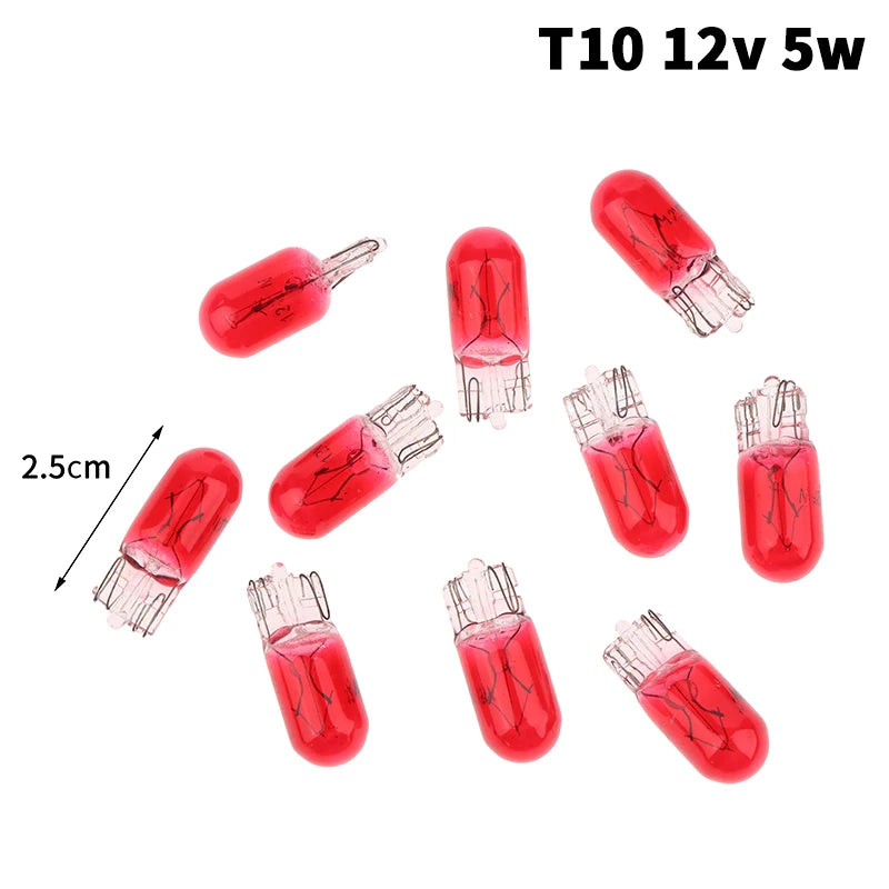 1 2W T5 5W T10 Glass Light Bulb Car Dashboard Instrument Panel Brake Zpaxo 12v Red