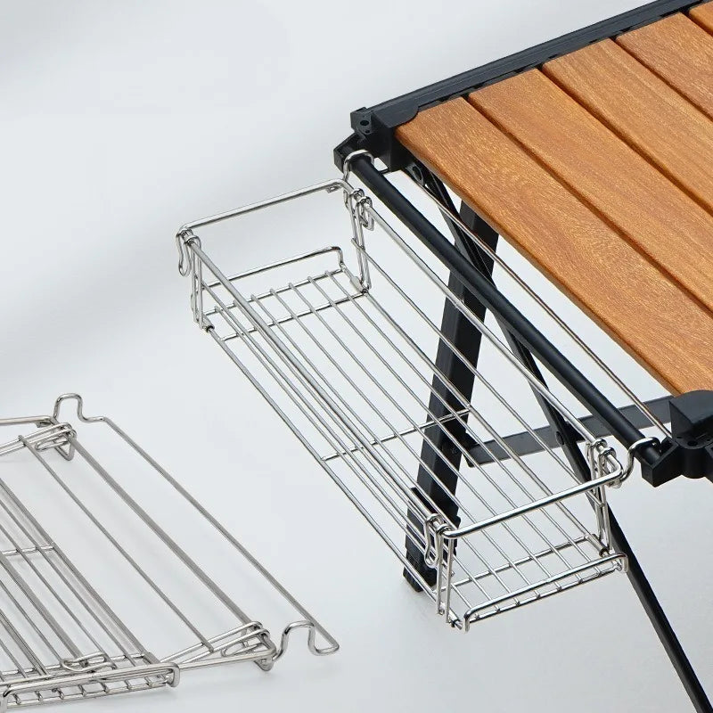 Aluminum Outdoor Storage Rack Table Side Hanging Mesh IGT Table Expansion Bracket Folding Extension Basket Folding Rack Hot Zpaxo