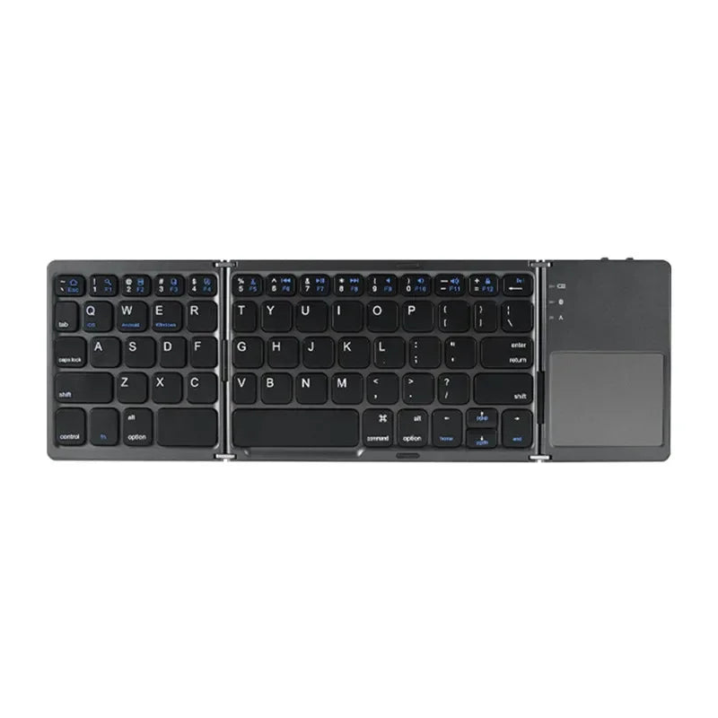 Wireless Folding Keyboard Bluetooth Keyboard With Touchpad For Windows Android IOS Phone Multi-Function Button Mini Keyboard Zpaxo 3-fold Black