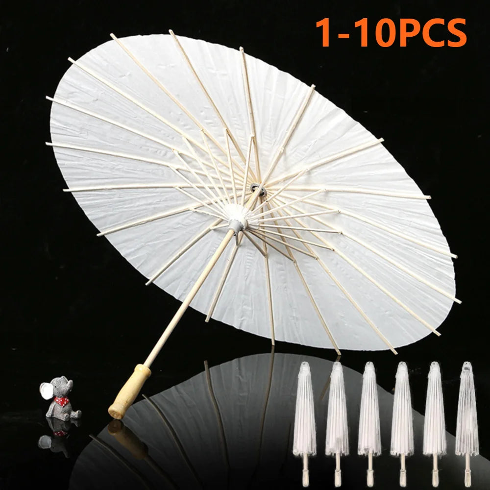 Wedding Paper Umbrellas Chinese Wood Handle White DIY Photography