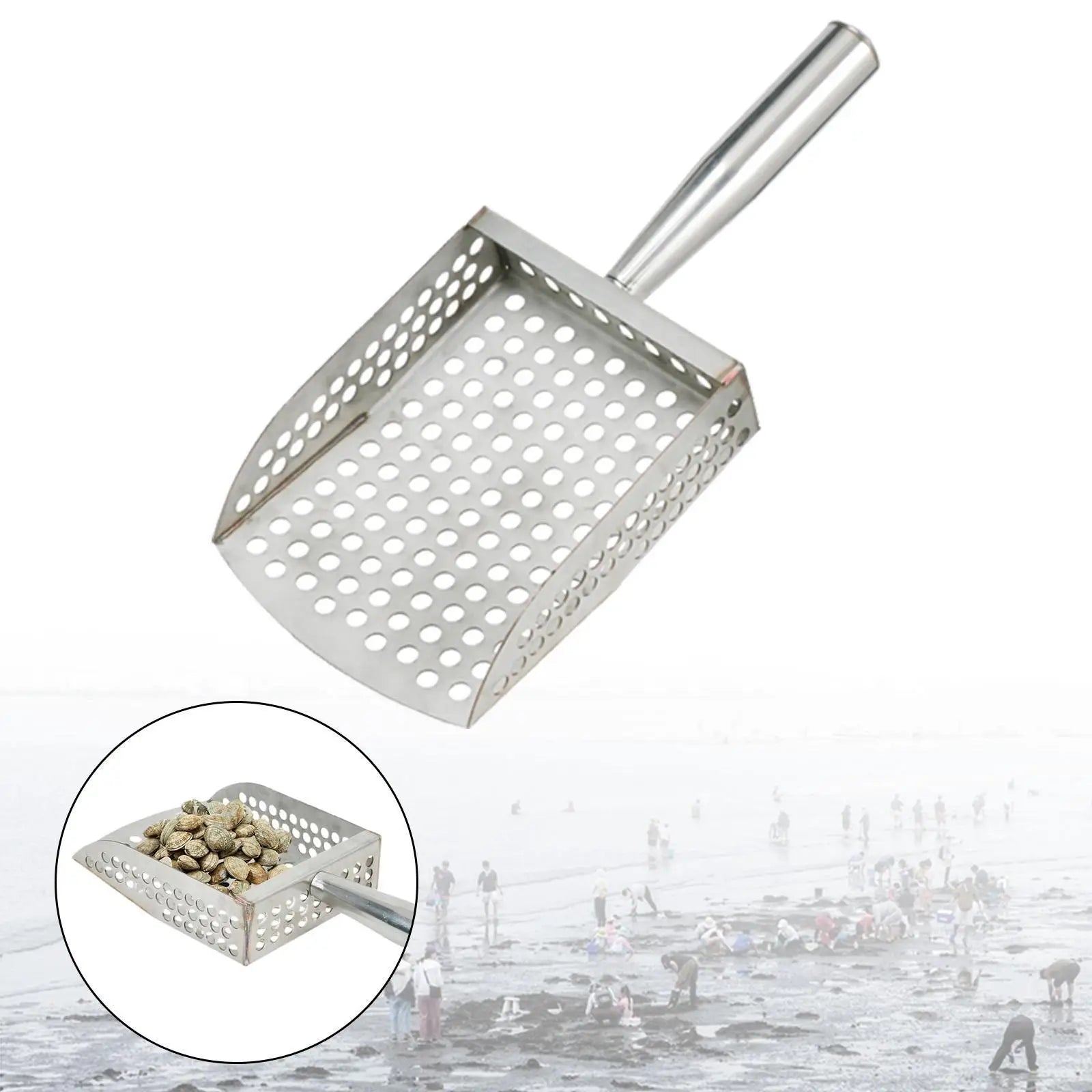 Sand Scoop Handheld Comfortable Handle Digging Sieve Sand Sifter Shovel Metal for Metal Detecting Beach Underwater Seaside Clams Zpaxo