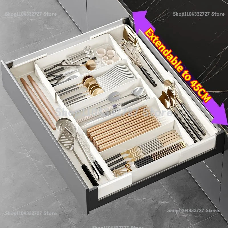 Expandable Organizational for Drawer Storage Box Locker Drawer Organizer Adjustable for Kitchen Spoons Forks Knives Drawer Zpaxo