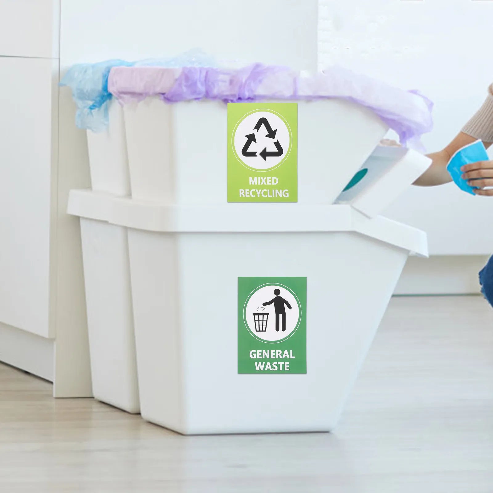 Recycle Stickers Trash Bins Self-adhesive Waterproof Fade Resistant