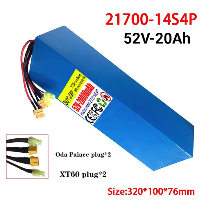 14S4P 52V 20Ah 21700 Lithium-ion Battery Pack High-capacity Dual Port Fast Charging Suitable for Dual Drive Electric Scooters Zpaxo Oda Palace-XT60