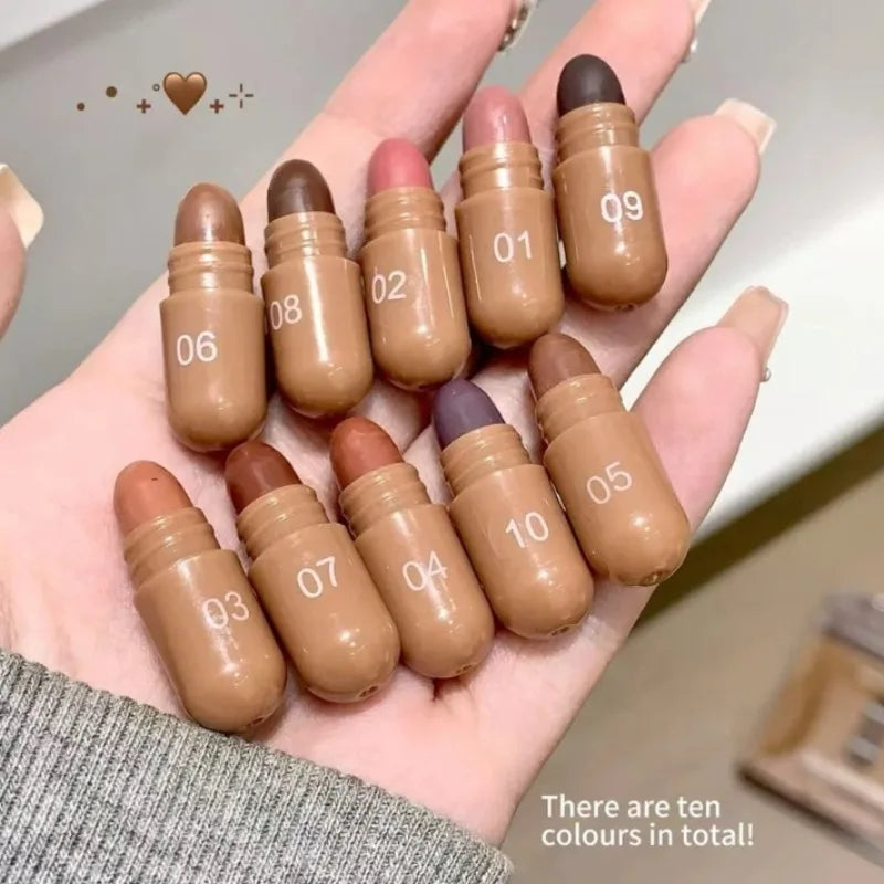 10 Colors Brown Toned Capsule Lipstick Smooth Matte Velvet Lasting