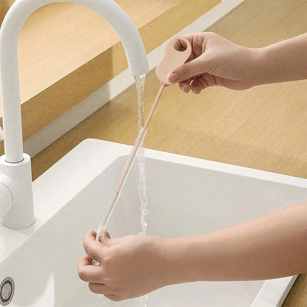Straw Cleaner Brush Bendable Silicone Washer Straw Bottle Cleaner Brush Extra Long For Travel Water Bathroom Dish Glass Kitchen Zpaxo