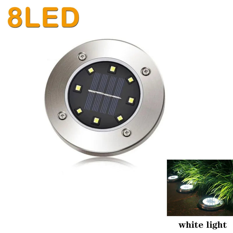 Solar Buried Ground Lights 8 20 LED Waterproof Underground Deck Spot Zpaxo 8LED White light 1PC