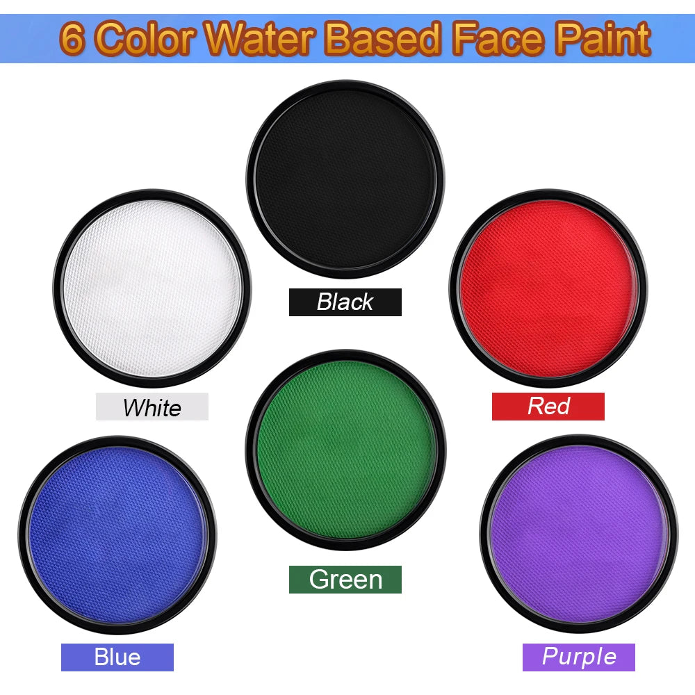 6 Face Paint Makeup Water Based Eyeliner Neon Body Art Halloween Zpaxo