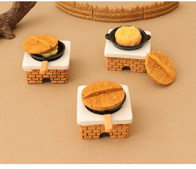 3-Pack Mini Resin Kitchen Pots with Lids – Dollhouse Cookware