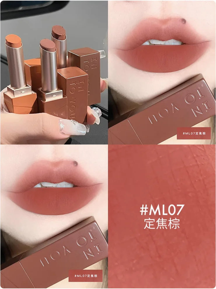 Into You Lipstick Matte Lip Mud Velvet Long Lasting Glaze Natural Zpaxo ML07