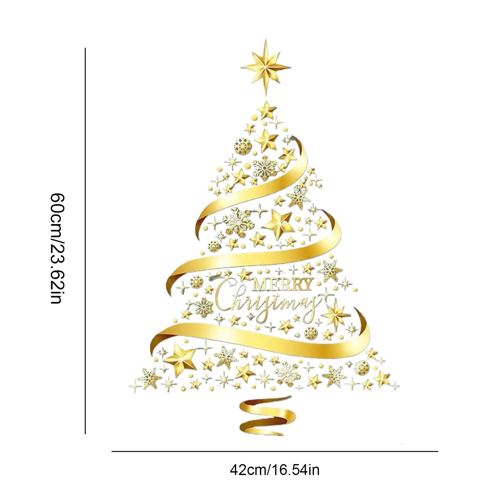Christmas Window Clings PVC Golden Tree Electrostatic Door Indoor