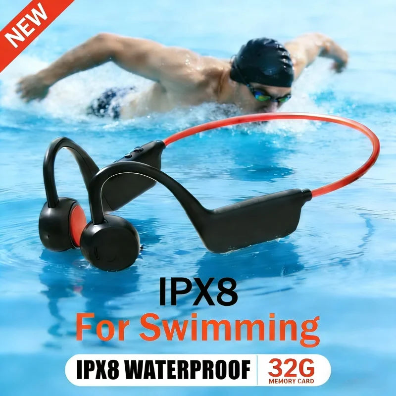 Bone Conduction Headphones IPX8 Waterproof MP3 32GB Bluetooth 5.4 Sports Headphones with Mic for Swimming Running 2026 New Zpaxo