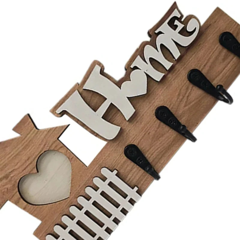 HOME Wooden Wall Hooks Door Hangers 4 Entrance Decoration Key Holder