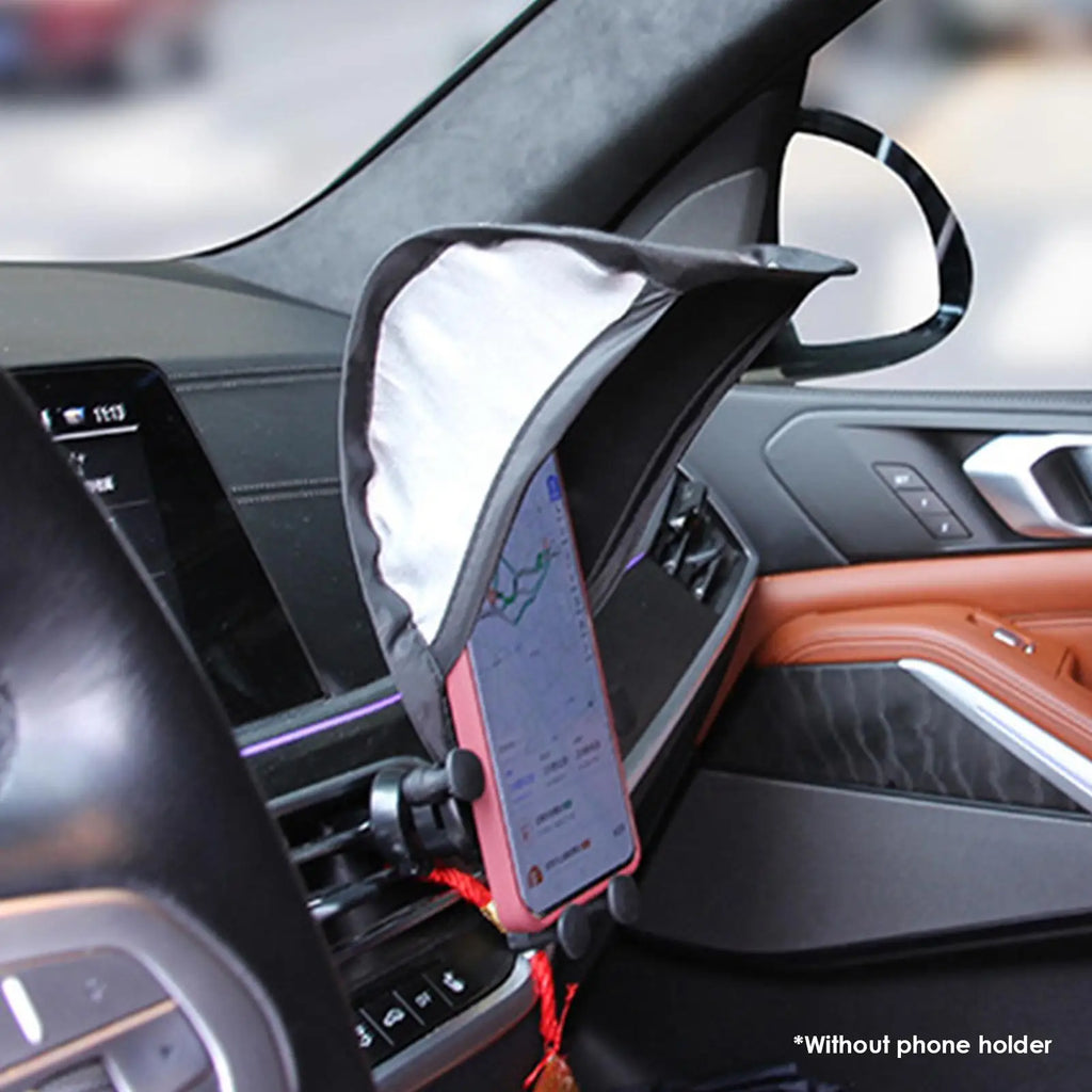Mobile Phone Sunshade Rain Sun Stand Silver Plated Fabric Car Holder