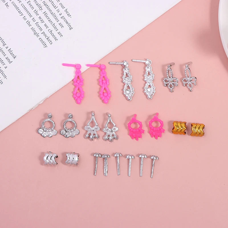 Doll Toy Accessory Electroplated Crown Necklace Ear Studs Bracelets Zpaxo