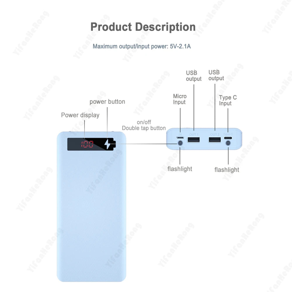DIY Shell 8*18650 Battery Holder Power Bank Case Dual USB Mobile Phone Charger TypeC 18650 Battery Storage Box For Iphone Xiaomi Zpaxo