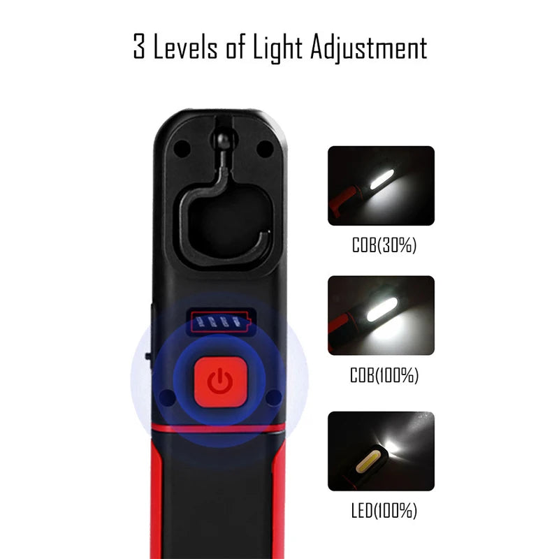 COB LED Work Light – 3 Modes, Magnetic & Rechargeable Torch