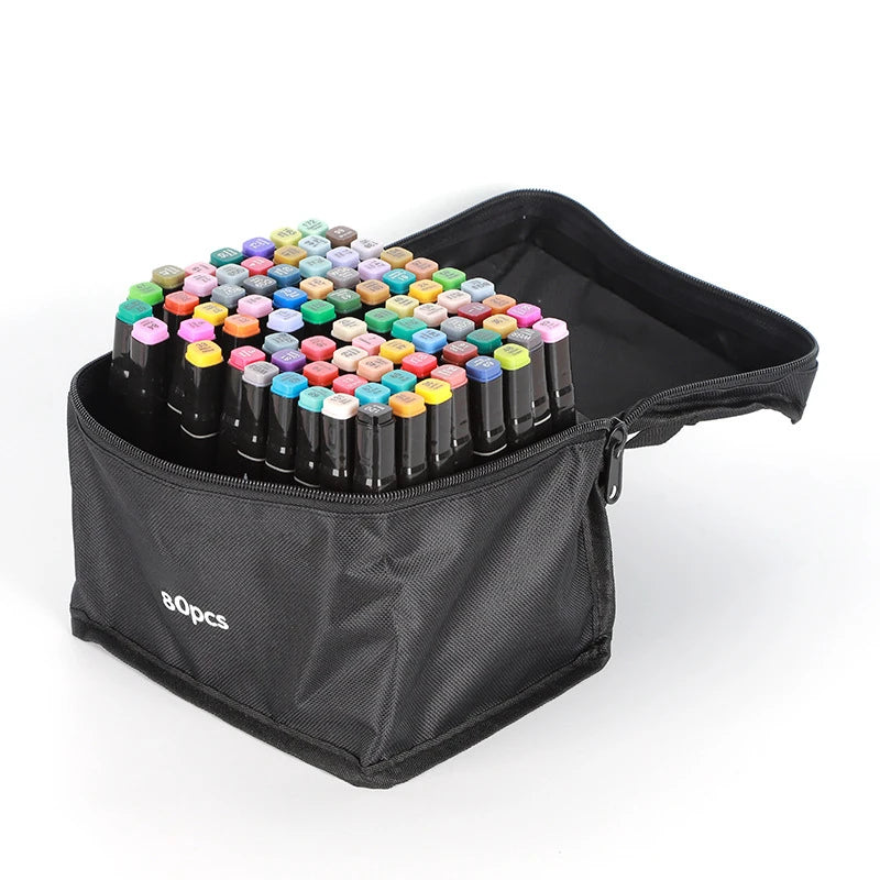 24-168Colors Dual Tip Art Markers Set, Alcohol Markers for Adult Students, Professional Sketch Pens for Drawing/Sketching/Manga Zpaxo 80 Colors