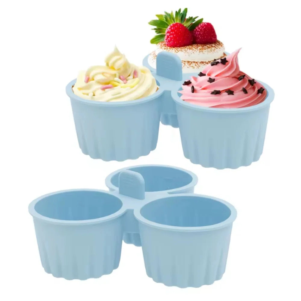 Silicone Air Fryer Egg Mold Easy Clean 3 Grids Cooking Bowl Durable Zpaxo