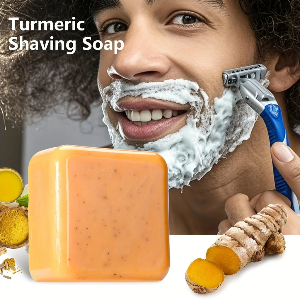 70g Turmeric Shaving and Cleansing Soap with Added Vitamin C to Make the Skin More Beautiful, Walnut Shell Powder Deeply Cleanses Zpaxo 70g