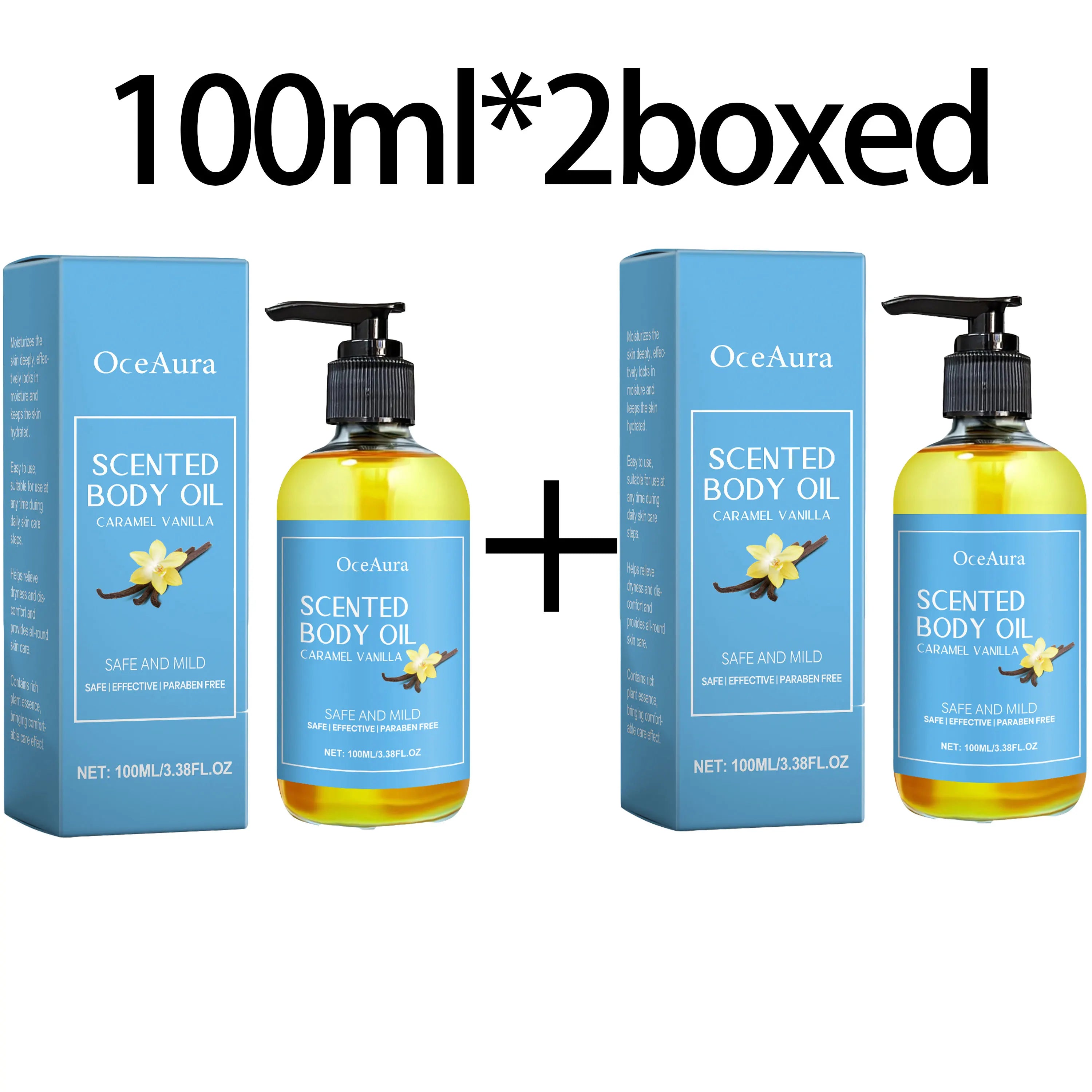 Caramel Vanilla Body Massage Oil Improve Moisturizing Relieve Stress Strengthen Nourishing Muscle Relaxing Body SPA Body Oils Zpaxo 100ml X 2boxed