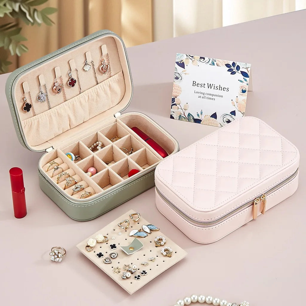 Double Layer Travel Jewelry Box – PU Leather Organizer