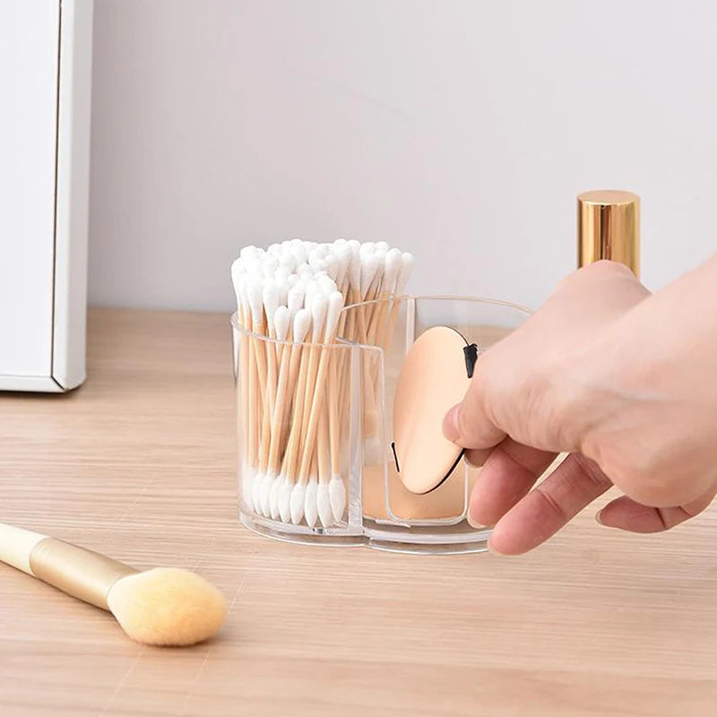 Makeup Organizer Multifunctional Photocard Idol Cards Storage Containers Dustproof Box Transparent Flip Cotton Swab Storage Box Zpaxo