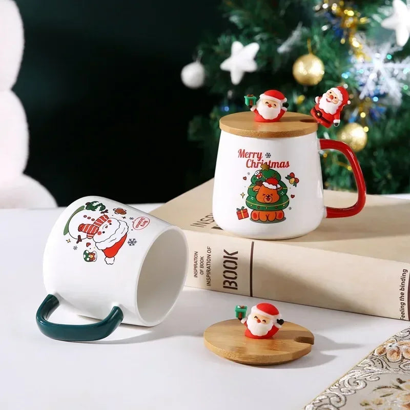 Christmas Ceramic Mug Box Lid Spoon Cup Coffee