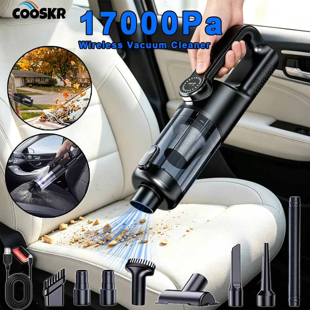 Portable Car Vacuum Cleaner Cordless Handheld Air Duster LED Light