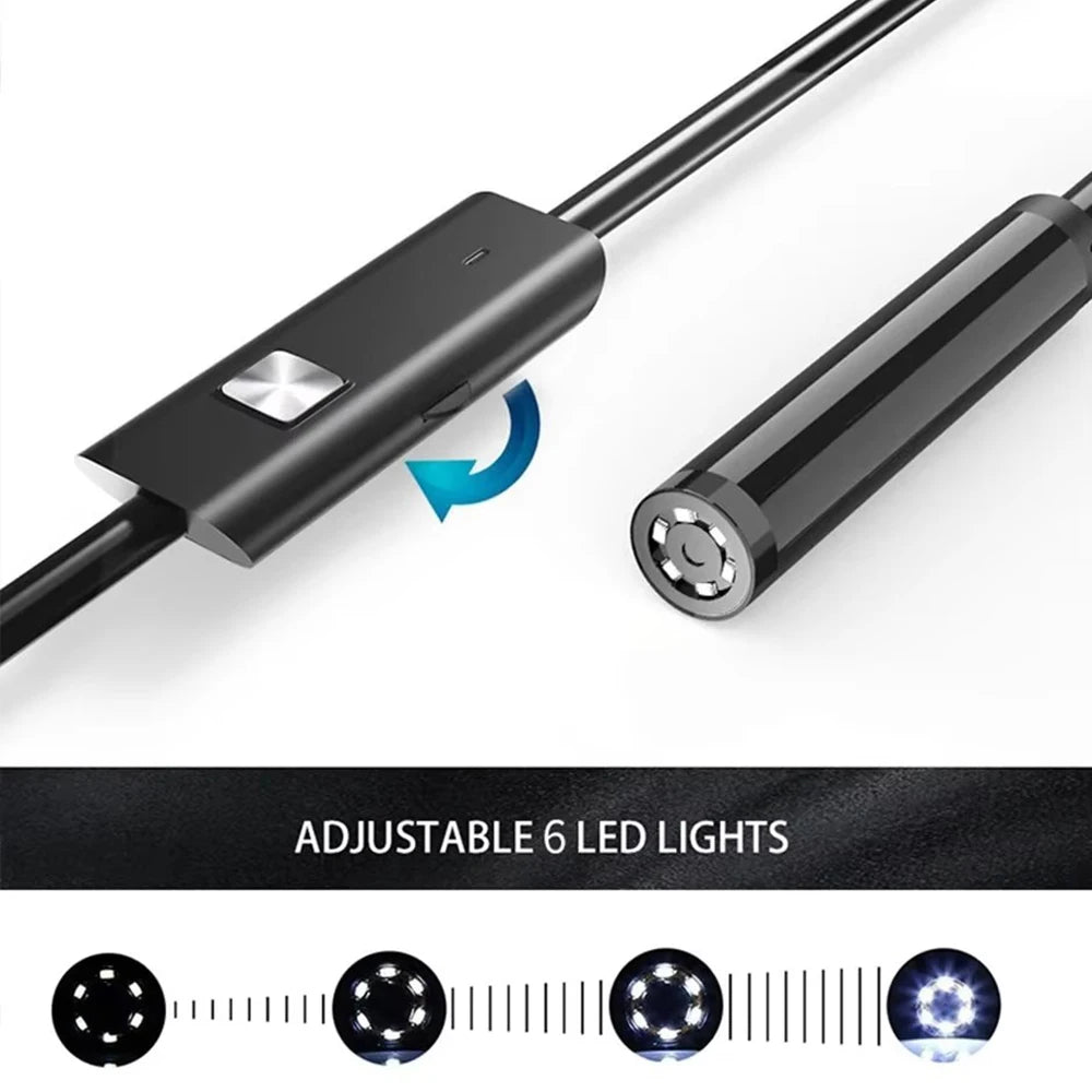 7mm Type-C Endoscope Camera IP67 Waterproof 6 LED USB Borescope Inspection Borescope Camera Zpaxo