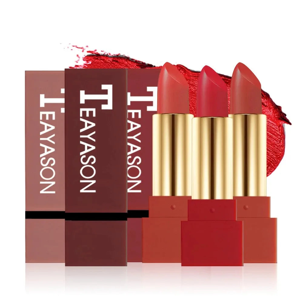 Dark Red Matte Lipstick Velvet Cream Texture Highly Pigmented Waterproof & Sweatproof Lasting Non-Smudging Makeup Cosmetics Zpaxo