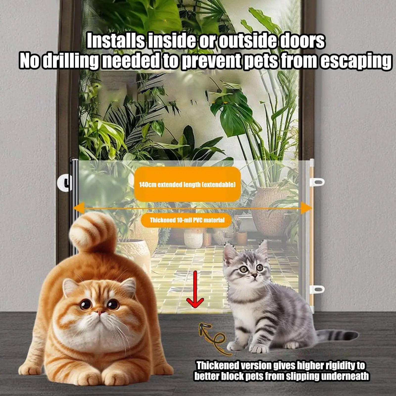 Retractable Dog Gate Portable Gates Dogs Expandable Folding Barrier
