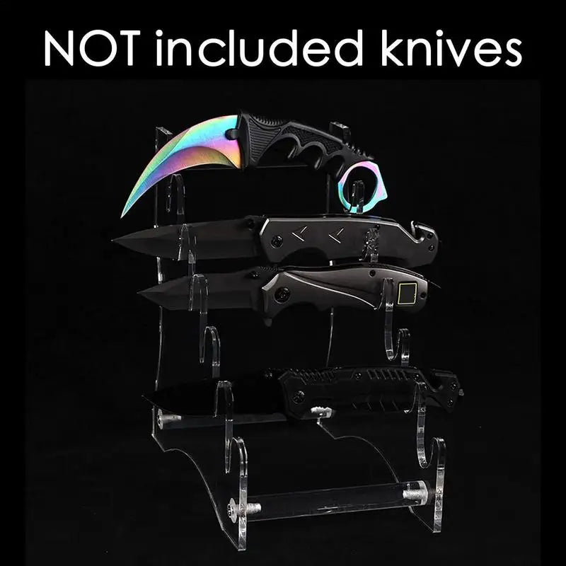 6-Slot Knives Display Stand Acrylic Knife Holder Shelf Folding Pocket Knife Storage Stand Display Holder For Pocket Knives Zpaxo