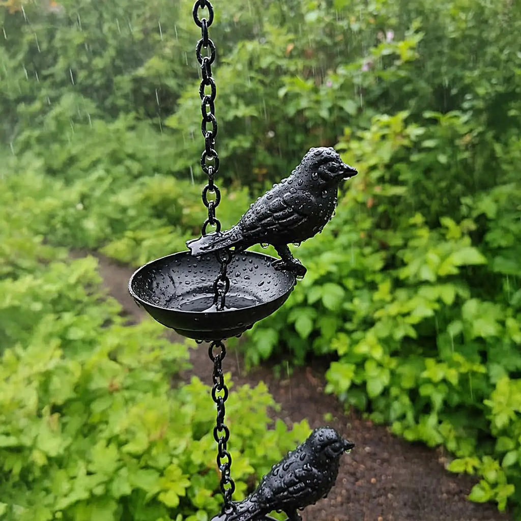 Rain Chain Gutters Metal Decorative Bird Theme Rust-resistant Outdoor