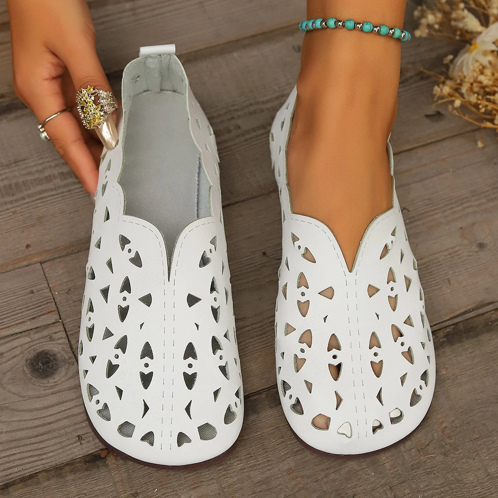 2025 Women Flat Shoes Leather Woman Pointed Toe Flats Summer Lady