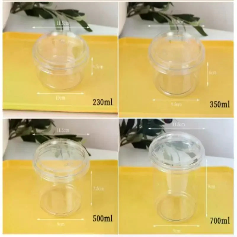 10Pcs 230/350/500/700ml Disposable Salad Cups Clear Plastic Leak-Proof Dessert Cups With Lid With Lid Zpaxo