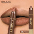 1PC Long-lasting Waterproof Lipstick - Non-stick Cup, High Pigment Matte Finish, Brown Tones, Convenient Lip Liner Lipstick Zpaxo 02