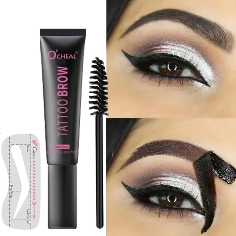 1PC Dye Eyebrow Gel, Semi-Permanent Long Lasting Brown Eyebrow Tattoo Tint Sweatproof Film Forming Tearing Off Eyebrow Cream Zpaxo