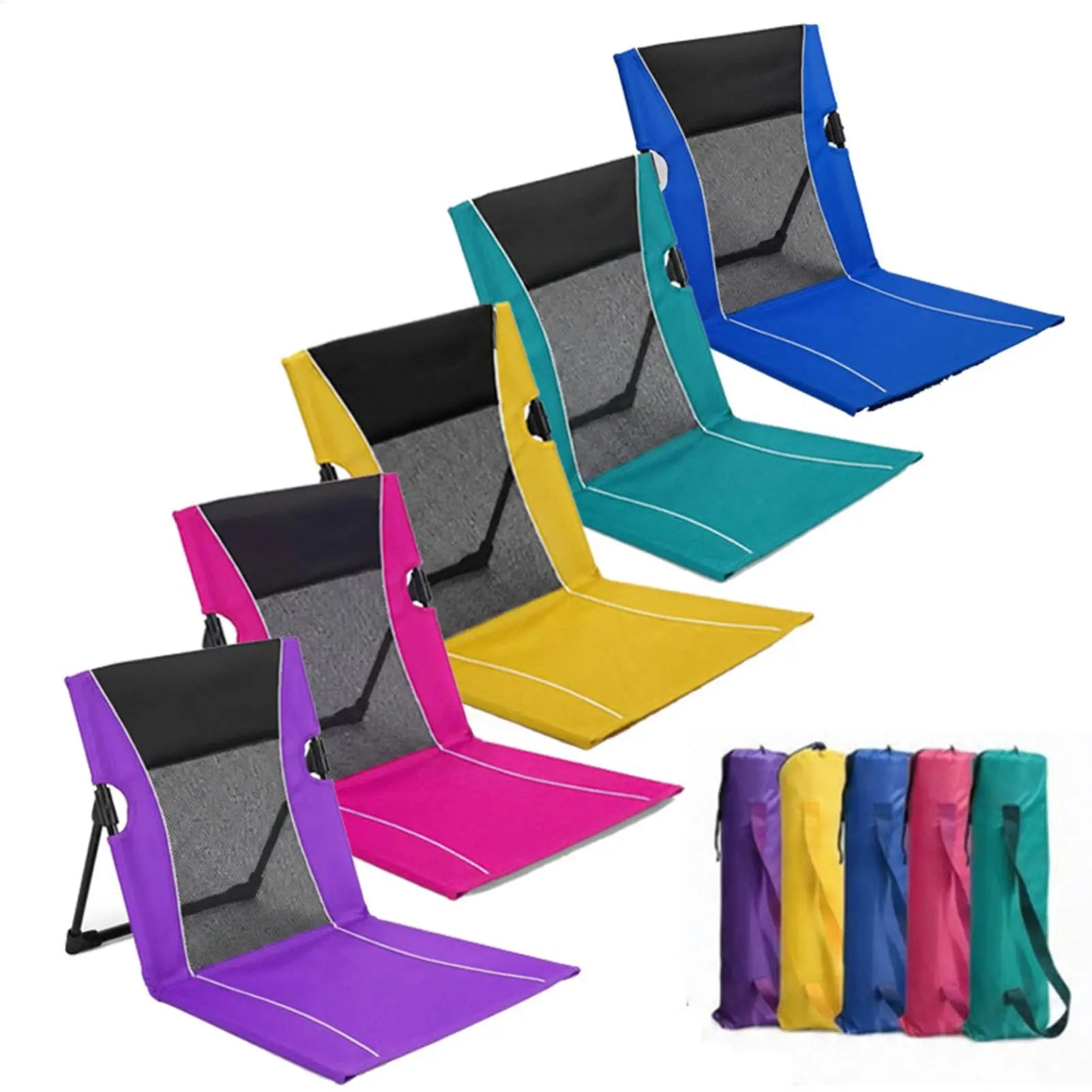 Low Beach Chair Foldable Poolside Lounge Seat Carry Bag Tanning