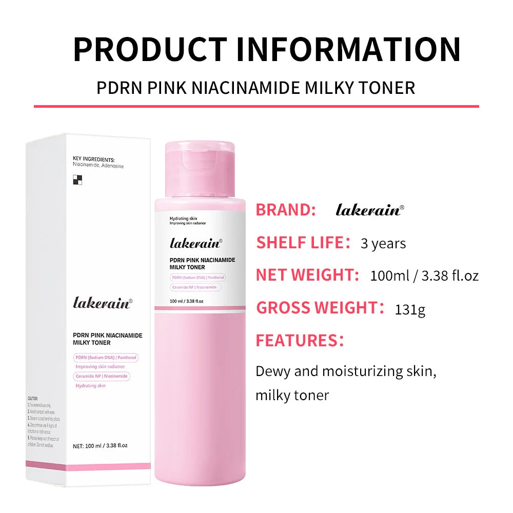 PDRN Pink Niacinamide Milky Toner for Hydrating, Moisturizing, Soothing, Ceramide, Peptide, Glass Glow Skin, Korean Skincare Zpaxo