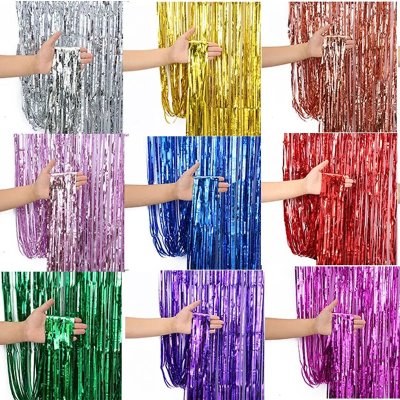 1 2 3 Meters Party Backdrop Wedding Decor Curtains Tinsel Curtain