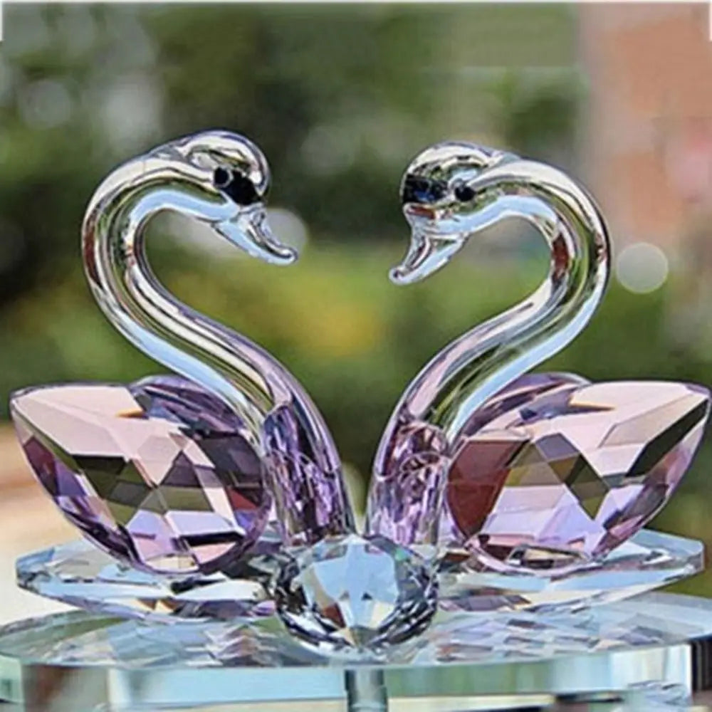 Romantic Wedding Home Decor Car Seat Children's Gift Animal Ornament Crystal Swan Swan Figurine Car Accessories Zpaxo