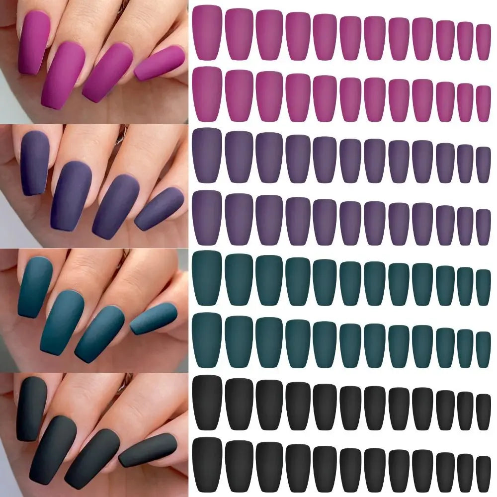 Manicure Long Square Ballerina False Nails French Pure Fake Nials Zpaxo M01