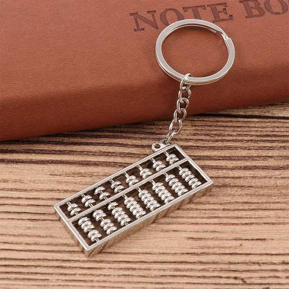 3D Classic Cute Mobilizable 8 Rows Abacus Metal Pendent Simulation Model Gift Keychain Keyfob Keyring Zpaxo