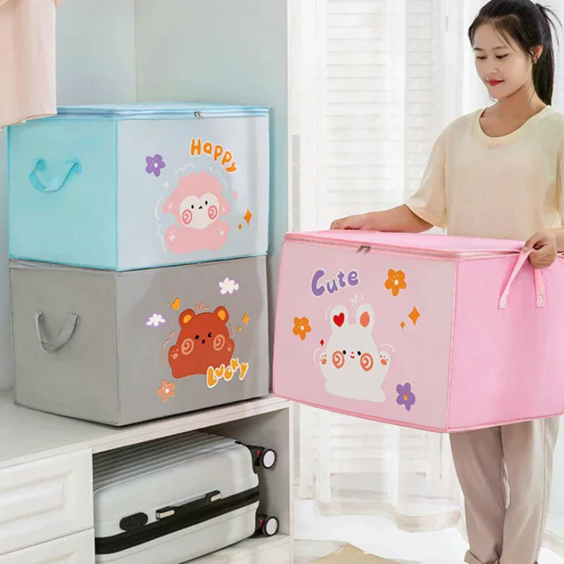 For Cartoon Animal Nursery Toy Bins Cube Folding Toys Storage Box Felt Cloth Fabric Storage Basket Kids Toys Organizer Box Zpaxo