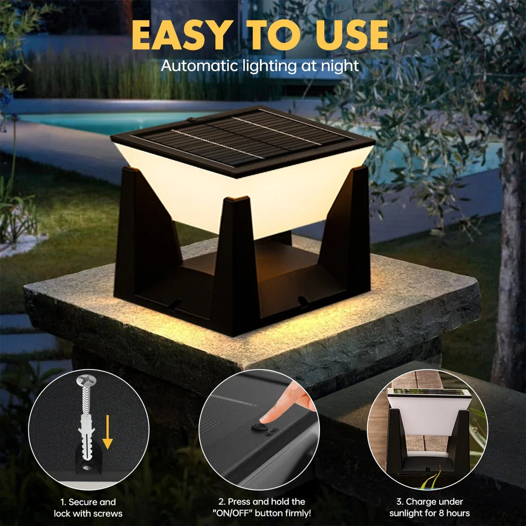 Outdoor Solar Post LED Lights Modern Waterproof Pillar Fencedeck Zpaxo