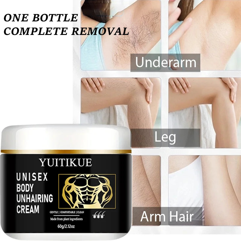 YUITIKUE Plant-Based Hair Removal Cream – Gentle & Unisex 60g Hair Removal Cream Zpaxo