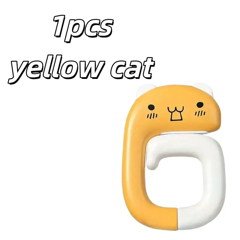 Cartoon Animal Shaped Hook – Portable Foldable for Handbags, Wallets & Backpacks, Desktop Hanger Zpaxo 1pcs yellow cat