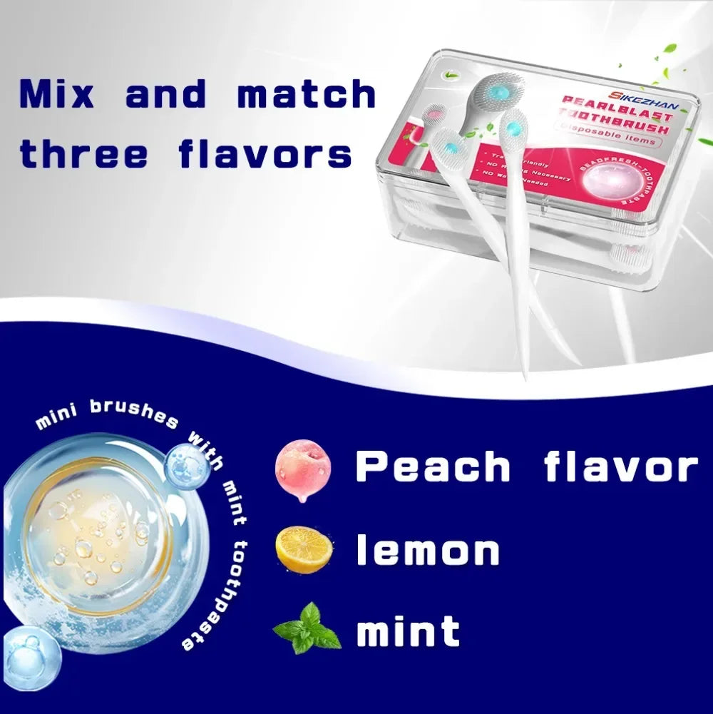 20 Pcs/ Box Exploded Bead Toothbrush Disposable Cleaning Toothbrush Portable Travel Toothbrush with Toothpaste Teeth Whitening Zpaxo