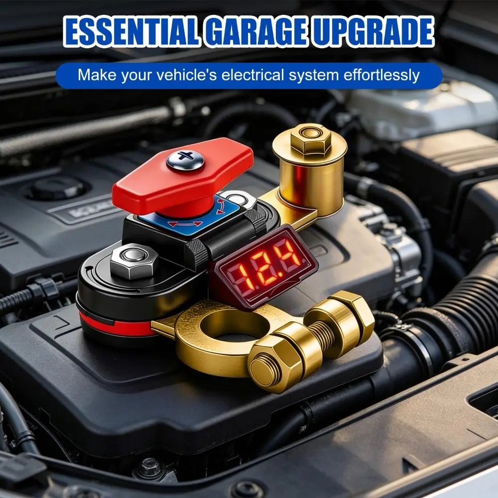 12V-24V Car Battery Disconnect Switch Copper Terminal 360° Dual-Rotary Digital Display Switch Quick Cut Off Easy Install Zpaxo